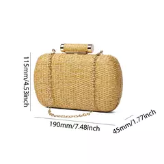 Bolsa de embreagem para mulheres, Bolsa de Raffia para senhoras, Bolsa de noite, Crochet Crossbody Bags, Ombro de praia, Verão, Saco de mão tecido luxuoso - Wolf Magazine