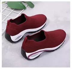 Sapatos esportivos casuais femininos, tênis de plataforma cunhada para senhoras, sapatos vulcanizados respiráveis, nova moda, verão 2024 na internet