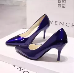 Imagem do Bombas de salto alto para mulheres, couro envernizado, dedo apontado sexy, salto fino, sapatos de casamento, moda feminina, cor sólida, novo, tamanho 44