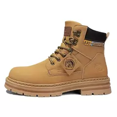 Botas casuais de cano alto masculinas, bota masculina de motocicleta, calçado de trabalho com renda, ruibarbo robusto, retrô, inverno - loja online