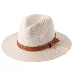 Chapéu Panamá de palha natural de aba larga para homens e mulheres, proteção UV, Fedora, chapéu de sol, verão de praia, atacado, tamanho grande, 56-58, 59-60cm, novo - loja online