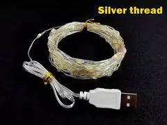Impermeável USB LED String Lights, Silver Wire, Guirlanda, Luzes de fadas, Natal, Casamento, Feriado, Decoração do partido, 5m na internet