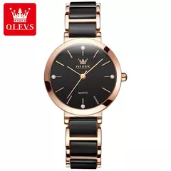 OLEVS-Relógio De Pulso De Quartzo De Ouro Rosa Das Mulheres, Senhoras Relógios, Relógio De Pulseira De Cerâmica, Moda
