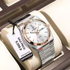 POEDAGAR-Relógio de pulso quartzo masculino, relógios esportivos, impermeável, luminoso, data week, aço inoxidável, relógio masculino - comprar online