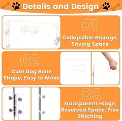 Cercadinho acrílico para cães, cercadinho transparente dobrável para casa, portão interno com alças, cerca independente para portas, caneta para cães - loja online