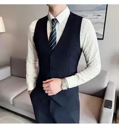 Imagem do Terno de casamento casual de negócios masculino, conjunto de 3 peças, colete e calças masculinas bonitas de banquete, alta qualidade, nova moda, R$ 2020