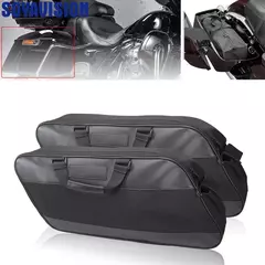 Preto saco de sela da motocicleta bagagem macio rack forro alforje para harley touring road king electra street glide ultra tour 93-23
