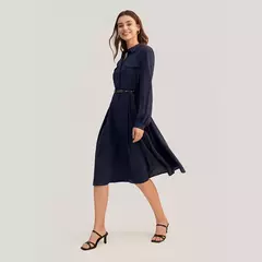 Lilysilk primavera feminina meados de vestido de seda 2022 femmeturn para baixo colarinho bolso design retro robe escritório roupas das senhoras - loja online