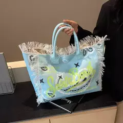 Sacola de carta de grande capacidade feminina, bolsa de ombro casual, carta simples, estilo novo, 2020 - comprar online