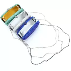 Bolsa noite strass para mulheres, bolsas de casamento, corrente de cristal, ouro, prata, pedras da noite, marrom, verde, pedras azuis