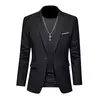 Blazer casual de negócios masculino, vestido de casamento noivo, tops de terno boutique, casaco monocromático, marca de alta qualidade, moda