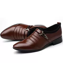 Sapato masculino clássico vestido de couro PU, deslizar, tamanho grande, ponto do dedo do pé, negócios, casual, formal, casamento - comprar online