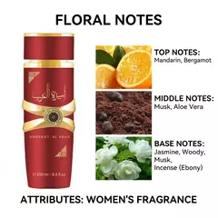 Perfume duradouro de fragrância árabe para mulheres, notas florais, bergamota, jasmim, almíscar EDP, Eau de Parfum Spray, 8.4FL.OZ, 250ml - Wolf Magazine