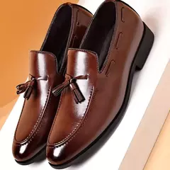 Estilo designer masculino deslizar sobre sapatos de couro, sapatos casuais de negócios, festa de casamento, novo, plus size - comprar online