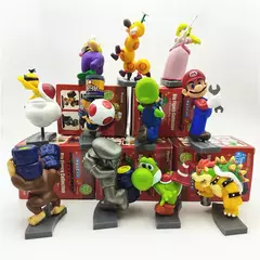 Super Mario Action Figures com Caixa, Modelo Brinquedos, Presente de Natal, 11 peças por conjunto