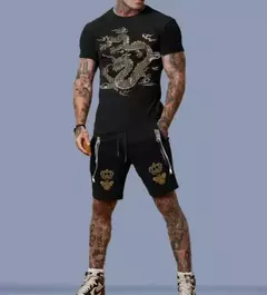 Fato de treino de manga curta masculino, conjunto de roupas Hip Hop, algodão, moda verão, venda quente, novo - comprar online