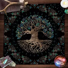 Blue Life Tree Tarot Toalha De Mesa, Tarot Cloth, Capa De Leitura, Feitiçaria, Astrologia, Sol, Lua, Céu Estrelado, Altar na internet