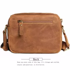 Bolsa de ombro retrô de couro genuíno masculina, grande capacidade, bolsa transversal diagonal, bolsa pequena para iPad, cavalo louco - loja online