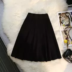 Imagem do Míni saia plissada de malha feminina, cintura alta elástica, saia guarda-chuva linha A, casual sexy, curta, outono, inverno