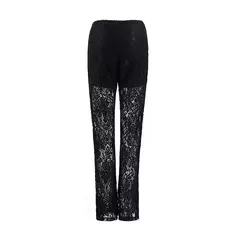 Calça reta elástica de comprimento total feminina, calça oca de renda, cintura alta, calça longa, casual, feminina, sexy, fina, nova, verão - comprar online