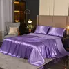 Conjunto de cama cetim sedoso, lençóis Queen Size, 1 folha de bolso profundo, 1 folha plana, 2 fronhas, 4 peças