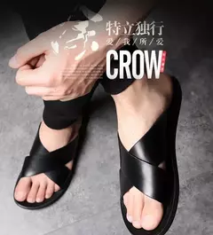 Sandálias para homens chinelos de couro genuíno marca de luxo moda masculina apartamentos casuais antiderrapantes praia sandalia zapatos hombre 2024 na internet