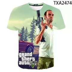 Imagem do 3D Grand Theft Auto imprimindo camisetas para homens e mulheres, camiseta gráfica do Game Gta 45, tops de mangas curtas, camisetas para crianças, verão, novo