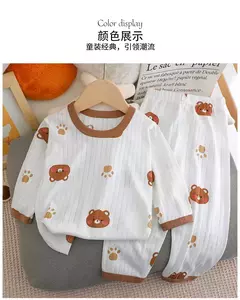 Pijama de algodão puro para meninos e meninas, camiseta fina de manga comprida, tops e calças lindos desenhos animados, conjuntos de roupas infantis, verão, novo, 2022 - loja online