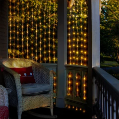 Outdoor Solar Curtain String Light, Waterfall Garland, Fairy Lights, Jardim, Halloween, Decoração de Natal, Iluminação do feriado, 300LEDs