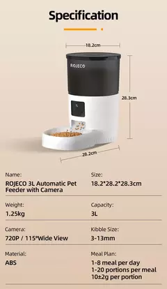 Rojoeco alimentador automático para gatos, com câmera de vídeo, dispensador de comida para gatos, gravador de voz inteligente para animais de estimação, controle remoto, alimentador automático para cães e gatos - Wolf Magazine