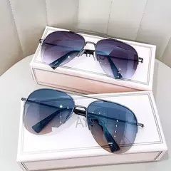 Óculos de sol gradiente anti-reflexo para homens, óculos de sol piloto grande, design UV400, sem caixa, moda