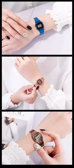 Skmei-Relógio de luxo em aço inoxidável para mulheres, contagem regressiva, relógio de pulso feminino, impermeável, relógio Chrono Digital, moda - Wolf Magazine