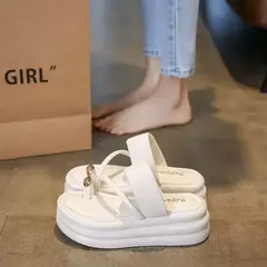 Chinelos antiderrapantes com anel de dedo do pé para mulheres, slides de plataforma, sapatos casuais para senhoras, moda verão, 2024 - Wolf Magazine