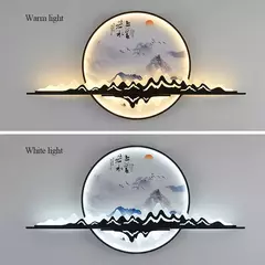 AFRA-Modern Wall Picture LED Light, chinês Criativo Circular, Mural Lâmpada para Casa, Viver, Quarto, Estudo, Mural na internet