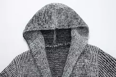 Cardigan de malha com capuz longo masculino, casaco comprido, Europa e Estados Unidos
