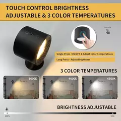 LED cabeça dupla lâmpada de parede com controle remoto, 360 ° Rotatable, USB Recarga, sem fio, portátil, Night Light para o quarto, lâmpada de leitura, Touch Control na internet