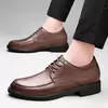 Oxfords-Sapatos de couro genuíno para homens, preto clássico brogue, vestido de casamento, festa, escritório, negócios, sapatos formais, moda