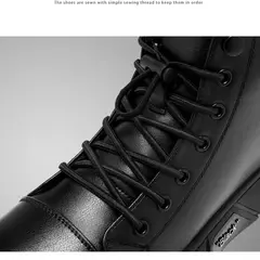 Botas de tornozelo preto homens couro pu sapatos casuais para homens outono conforto plataforma botas de pele inverno botas de trabajo hombre