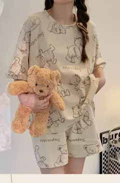 5xl feminino verão bonito manga curta pijamas pulôver outerwear moda casa roupas leves para a primavera - loja online
