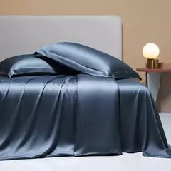 Imagem do Lanlika Top Grade Natureza 100% Seda Bedding Set Beleza Capa de Edredão Folha Plana Rainha Rei Cama Fronha De Linho Para O Presente Do Sono