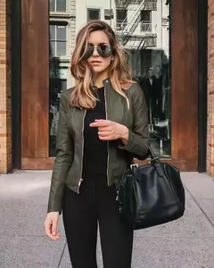 Jaqueta de couro PU feminina com zíper, casaco manga comprida, jaquetas de motociclista, slim fit, monocromática, streetwear casual, moda feminina, outono, Y2K - Wolf Magazine