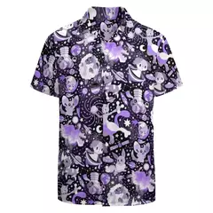 Imagem do Camiseta havaiana masculina de manga curta, estampa de ovelha 3D, roupas de praia soltas, camisas grandes, verão