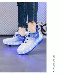 Sapatilhas infantis de patins de duas rodas, luz LED, tênis esportivos brilhantes, skate luminoso, carregamento USB, crianças, meninos, meninas