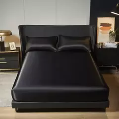 Elegante cetim equipado lençol, folha equipada, luxuoso Universal King e Queen Size, 35cm de altura, adiciona opção para sua decoração do quarto - Wolf Magazine