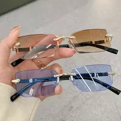 Óculos de sol sem aro para homens e mulheres, pequenos tons quadrados, acessório moderno de verão, moda feminina - Wolf Magazine