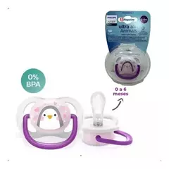 Chupeta Avent Ultra Air 0-6 Meses Menina Pinguim Rosa Lilas - loja online