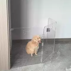 Cercadinho acrílico para cães, cercadinho transparente dobrável para casa, portão interno com alças, cerca independente para portas, caneta para cães