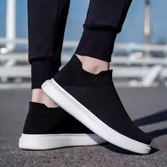 Sapatilha respirável casual masculina, sapatos de deslizamento ultraleves, boca de meia malha, sapatos esportivos para corrida, primavera - comprar online