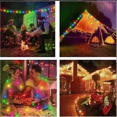 Cordas de iluminação led fada à prova dwaterproof água bolha bola lâmpada bluetooth app controle remoto usb controlador música sonho cor natal - comprar online