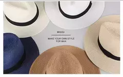 Chapéu Panamá de palha natural de aba larga para homens e mulheres, proteção UV, Fedora, chapéu de sol, verão de praia, atacado, tamanho grande, 56-58, 59-60cm, novo na internet